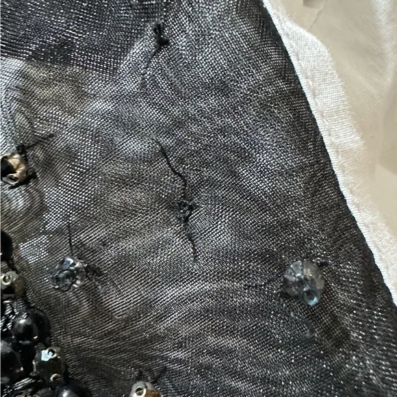 Anthropologie Maeve White Shirt with Black Sequin Collar - Picture 9 of 9